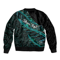 Personalised Aotearoa Bomber Jacket Silver Fern Mix Paua Shell Polynesian Pattern - Wonder Print Shop