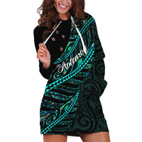 Personalised Aotearoa Hoodie Dress Silver Fern Mix Paua Shell Polynesian Pattern - Wonder Print Shop