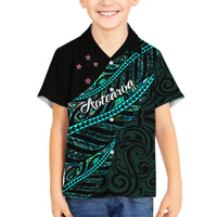 Personalised Aotearoa Kid Hawaiian Shirt Silver Fern Mix Paua Shell Polynesian Pattern - Wonder Print Shop