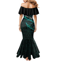 Personalised Aotearoa Mermaid Dress Silver Fern Mix Paua Shell Polynesian Pattern - Wonder Print Shop
