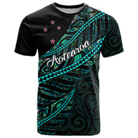 Personalised Aotearoa T Shirt Silver Fern Mix Paua Shell Polynesian Pattern - Wonder Print Shop