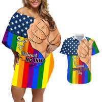 Love is Love Couples Matching Off Shoulder Short Dress and Hawaiian Shirt 2023 National Coming Out Day - Wonder Print Shop