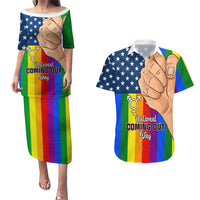 Love is Love Couples Matching Puletasi Dress and Hawaiian Shirt 2023 National Coming Out Day - Wonder Print Shop