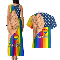 Love is Love Couples Matching Tank Maxi Dress and Hawaiian Shirt 2023 National Coming Out Day - Wonder Print Shop