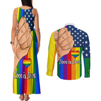 Love is Love Couples Matching Tank Maxi Dress and Long Sleeve Button Shirts 2023 National Coming Out Day - Wonder Print Shop