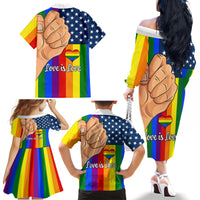 Love is Love Family Matching Off Shoulder Long Sleeve Dress and Hawaiian Shirt 2023 National Coming Out Day - Wonder Print Shop