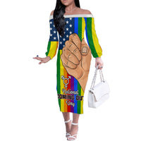 Love is Love Family Matching Off Shoulder Long Sleeve Dress and Hawaiian Shirt 2023 National Coming Out Day - Wonder Print Shop