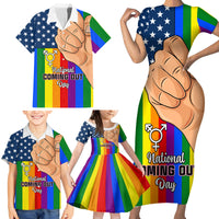 Love is Love Family Matching Short Sleeve Bodycon Dress and Hawaiian Shirt 2023 National Coming Out Day - Wonder Print Shop