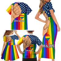 Love is Love Family Matching Short Sleeve Bodycon Dress and Hawaiian Shirt 2023 National Coming Out Day - Wonder Print Shop