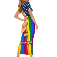 Love is Love Family Matching Short Sleeve Bodycon Dress and Hawaiian Shirt 2023 National Coming Out Day - Wonder Print Shop