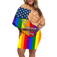 Love is Love Off Shoulder Short Dress 2023 National Coming Out Day - Wonder Print Shop