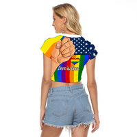 Love is Love Raglan Cropped T Shirt 2023 National Coming Out Day - Wonder Print Shop