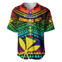 Personalised Hawaii Baseball Jersey Kanaka Maoli Kakau 2023 National Coming Out Day - Wonder Print Shop