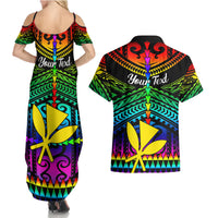 Personalised Hawaii Couples Matching Summer Maxi Dress and Hawaiian Shirt Kanaka Maoli Kakau 2023 National Coming Out Day - Wonder Print Shop