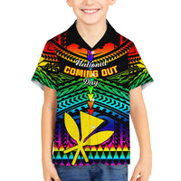 Personalised Hawaii Family Matching Long Sleeve Bodycon Dress and Hawaiian Shirt Kanaka Maoli Kakau 2023 National Coming Out Day - Wonder Print Shop