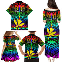 Personalised Hawaii Family Matching Puletasi Dress and Hawaiian Shirt Kanaka Maoli Kakau 2023 National Coming Out Day - Wonder Print Shop