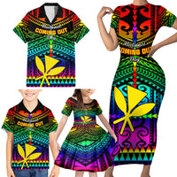 Personalised Hawaii Family Matching Short Sleeve Bodycon Dress and Hawaiian Shirt Kanaka Maoli Kakau 2023 National Coming Out Day - Wonder Print Shop