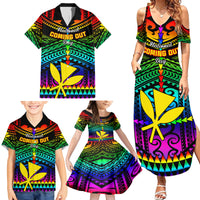 Personalised Hawaii Family Matching Summer Maxi Dress and Hawaiian Shirt Kanaka Maoli Kakau 2023 National Coming Out Day - Wonder Print Shop