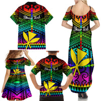 Personalised Hawaii Family Matching Summer Maxi Dress and Hawaiian Shirt Kanaka Maoli Kakau 2023 National Coming Out Day - Wonder Print Shop