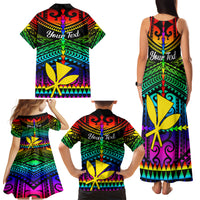Personalised Hawaii Family Matching Tank Maxi Dress and Hawaiian Shirt Kanaka Maoli Kakau 2023 National Coming Out Day - Wonder Print Shop