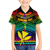 Personalised Hawaii Kid Hawaiian Shirt Kanaka Maoli Kakau 2023 National Coming Out Day - Wonder Print Shop