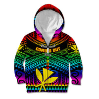 Personalised Hawaii Kid Hoodie Kanaka Maoli Kakau 2023 National Coming Out Day - Wonder Print Shop