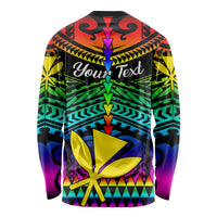 Personalised Hawaii Long Sleeve Shirt Kanaka Maoli Kakau 2023 National Coming Out Day - Wonder Print Shop