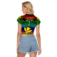 Personalised Hawaii Raglan Cropped T Shirt Kanaka Maoli Kakau 2023 National Coming Out Day - Wonder Print Shop
