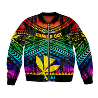 Personalised Hawaii Sleeve Zip Bomber Jacket Kanaka Maoli Kakau 2023 National Coming Out Day - Wonder Print Shop