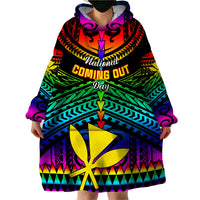 Personalised Hawaii Wearable Blanket Hoodie Kanaka Maoli Kakau 2023 National Coming Out Day - Wonder Print Shop