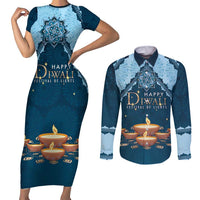 Personalized Diwali Couples Matching Short Sleeve Bodycon Dress and Long Sleeve Button Shirt Festival of Lights - Wonder Print Shop
