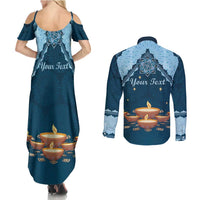 Personalized Diwali Couples Matching Summer Maxi Dress and Long Sleeve Button Shirt Festival of Lights - Wonder Print Shop