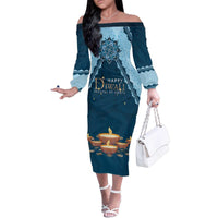 Personalized Diwali Family Matching Off The Shoulder Long Sleeve Dress and Hawaiian Shirt Festival of Lights - Wonder Print Shop