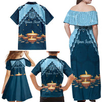 Personalized Diwali Family Matching Off Shoulder Maxi Dress and Hawaiian Shirt Festival of Lights - Wonder Print Shop
