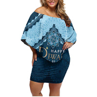 Personalized Diwali Family Matching Off Shoulder Short Dress and Hawaiian Shirt Festival of Lights - Wonder Print Shop