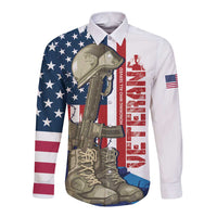 Happy Veterans Day Long Sleeve Button Shirt Honoring All Who Served - Wonder Print Shop