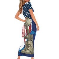 Happy Veterans Day Short Sleeve Bodycon Dress Honoring All Who Served - Wonder Print Shop