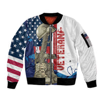 Happy Veterans Day Sleeve Zip Bomber Jacket Honoring All Who Served - Wonder Print Shop