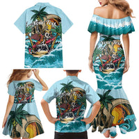 Personalized Aloha Hawaii Skeleton Family Matching Mermaid Dress and Hawaiian Shirt Tropical Summer Vibe - Wonder Print Shop