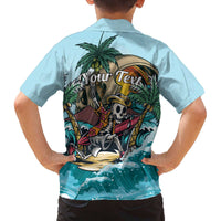 Personalized Aloha Hawaii Skeleton Family Matching Off Shoulder Short Dress and Hawaiian Shirt Tropical Summer Vibe - Wonder Print Shop