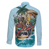 Personalized Aloha Hawaii Skeleton Family Matching Short Sleeve Bodycon Dress and Hawaiian Shirt Tropical Summer Vibe - Wonder Print Shop