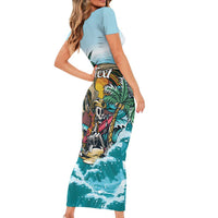 Personalized Aloha Hawaii Skeleton Family Matching Short Sleeve Bodycon Dress and Hawaiian Shirt Tropical Summer Vibe - Wonder Print Shop