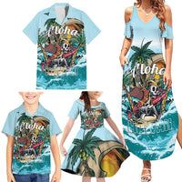 Personalized Aloha Hawaii Skeleton Family Matching Summer Maxi Dress and Hawaiian Shirt Tropical Summer Vibe - Wonder Print Shop
