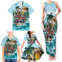 Personalized Aloha Hawaii Skeleton Family Matching Tank Maxi Dress and Hawaiian Shirt Tropical Summer Vibe - Wonder Print Shop