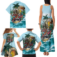 Personalized Aloha Hawaii Skeleton Family Matching Tank Maxi Dress and Hawaiian Shirt Tropical Summer Vibe - Wonder Print Shop
