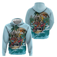 Personalized Aloha Hawaii Skeleton Hoodie Tropical Summer Vibe - Wonder Print Shop