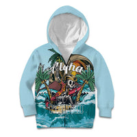 Personalized Aloha Hawaii Skeleton Kid Hoodie Tropical Summer Vibe - Wonder Print Shop