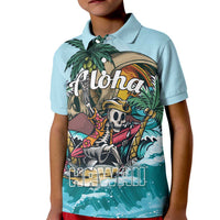 Personalized Aloha Hawaii Skeleton Kid Polo Shirt Tropical Summer Vibe - Wonder Print Shop