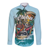 Personalized Aloha Hawaii Skeleton Long Sleeve Button Shirt Tropical Summer Vibe - Wonder Print Shop