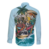 Personalized Aloha Hawaii Skeleton Long Sleeve Button Shirt Tropical Summer Vibe - Wonder Print Shop